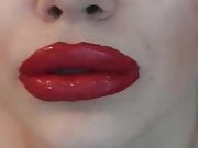 Heavy applied lipstick lips 