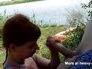 Slutwife Sucks Her Lover At The Lake