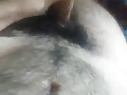 Hairy young guy cumming on his belly