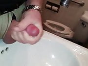 Cumming in bathroom sink 