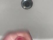 Uncut Cock Cumming in the Sink After Pissing In It