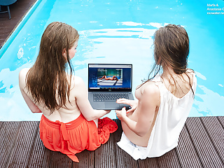 Amateur Girls, Naked Teens Swimming, College Pool, Poolside