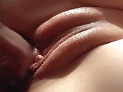 Close-up. Double Cumshot. She sucks cum in her pussy