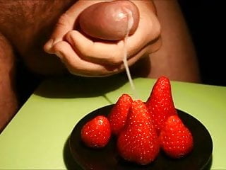 Strawberries, Cream, Cumshot, Masturbate