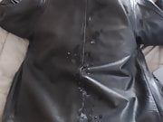 cumshot on my wife's leather jacket