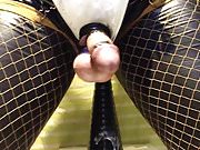 Black and white latex Sissy brooches toys dilator