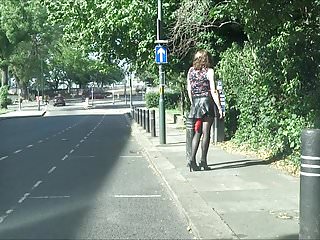 Sexy Crossdresser Cock Flash On A Busy Road...