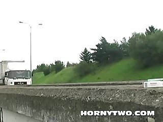 On the Road, Skinny, All Tits, Amateur Couple Fucking