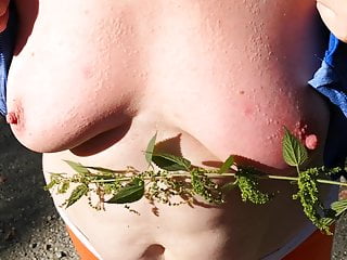 Nettles, Bra Tits, Painful, Cum in Tits