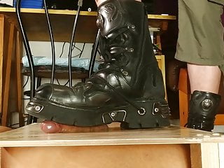 Erotic Cock Stomping With New Rock Boots