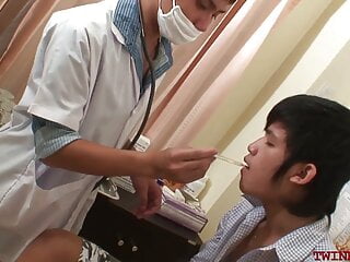 Fisted Asian Twink Jerking While Barebacked By Doctor