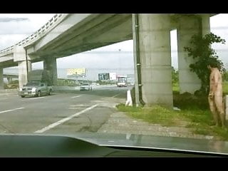 The Exhibtionist Naked On Motorway...