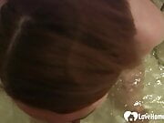 Interrupting her bath for an amazing blowjob