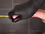  Slowmo Cumshot using Black Latex Gloves #4