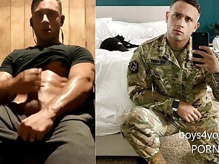 Military Muscle Stud Squirts Loads In His Face!