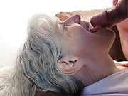 Grey haired granny blowjob and cum in her mouth 
