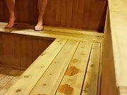 Str8 spy guy in sauna poking out