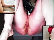 Indoor whipping all genitals - triple view
