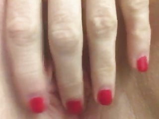 Amateur wife with red nails swollen...