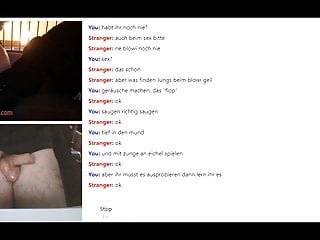 .German omegle girls show ass, thong, boobs and cleavage, chastity .