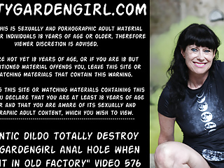 Hardcore Public Nudity Gothic video: Gigantic dildo totally destroy Dirtygardengirl anal hole