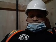 Construction site worker with big cock out