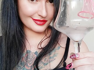 Dirty fetish. Special spit and cum cocktail for you dirty boy by Dominatrix Nika