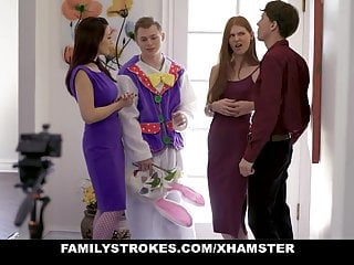 Stepson Tricks Stepmom And Stepsister With Easter Costume