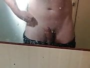 Bulgarian hunk poses nude in front of the mirror