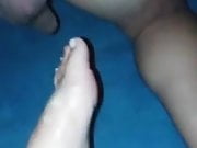 Foot inside ass of husband