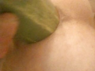 Asshole gaped by huge cucumber...