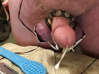 I beat the cum out of my bound balls. HFO - estim orgasm.