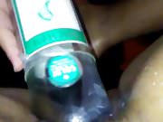 Black amateur gets fucked with a bottle