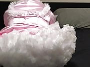 Frilly Sissy Diapered Maid Shows Off Outfit And Sucks Dildo