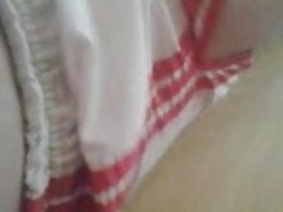 Me in Adidas satin nylon shiny white with red stripes short