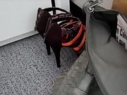 fuck and cum the high heel sandal of a colleague