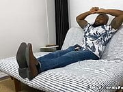 Handsome black hunk Dallas massages and shows his yummy feet