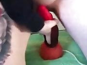 Horny girl masturbating using vibrator 