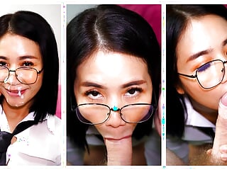 MILF Glasses, Asian, MILF Facial, Thai Facial
