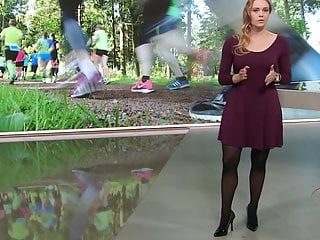 German Tv Host In Heels And Pantyhose