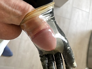 Double latex gloves cumming...