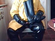 Cock play in waders and oilskins