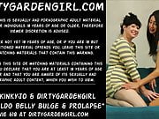Hotkinkyjo & Dirtygardengirl anal dildo belly bulge prolapse