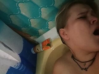 Moaning Bathroom Water video: masturbation with a hose, moaning in the bathroom