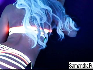 Samantha gets off in this super hot black light solo