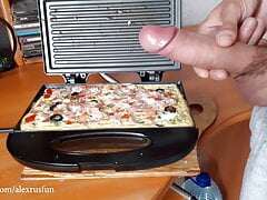 Horny Russian guy with a big dick cooks breakfast naked
