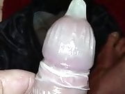 Condom filled with huge load