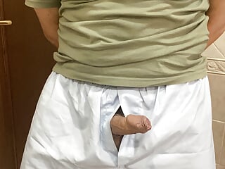 Wanking in my classic boxer shorts - my dick is very wet