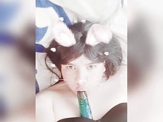 Sissy self facial and cum drinking 