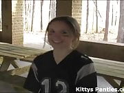 18yo teen Kitty playing football in a skirt